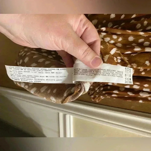 Zara Woman Ruffled Long Sleeve Brown White Polka Dot Animal Print Dress Size XS - Picture 10 of 13